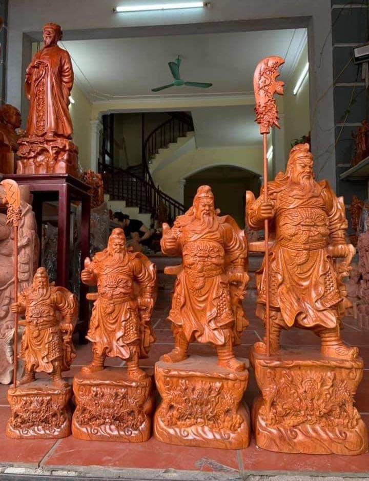 Tượng quan công quan vân trường gỗ hương nguyên khối- Nhiều kích thước