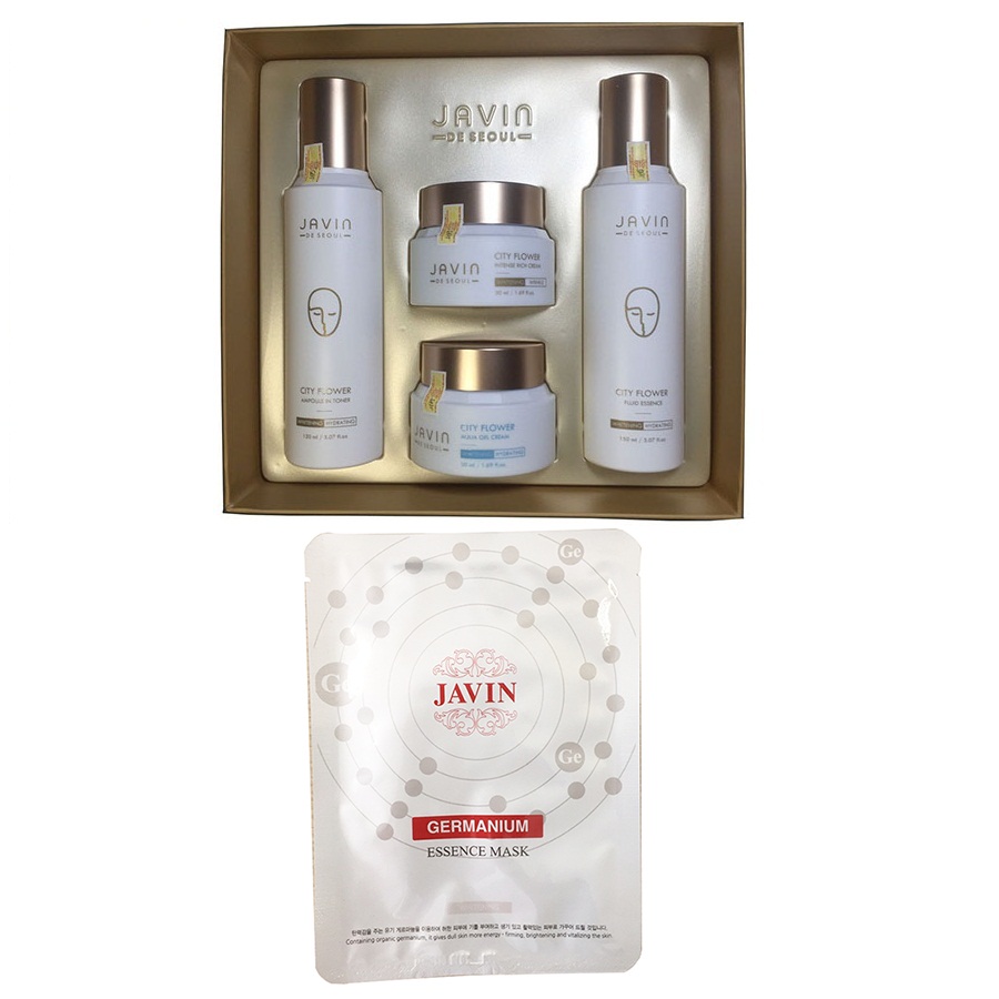 COMBO Bộ Dưỡng Trắng, Chống Nhăn Javin De Seoul Gilf From Seoul + 03 Mặt Nạ Tinh Chất Ge Javin Germanium Essence Mask