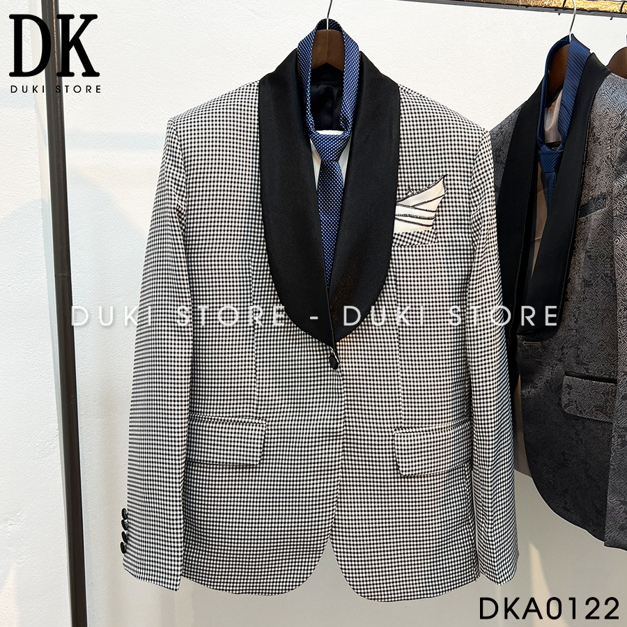 Áo vest nam tuxedo 1 cúc kẻ caro cực sang DKA0122