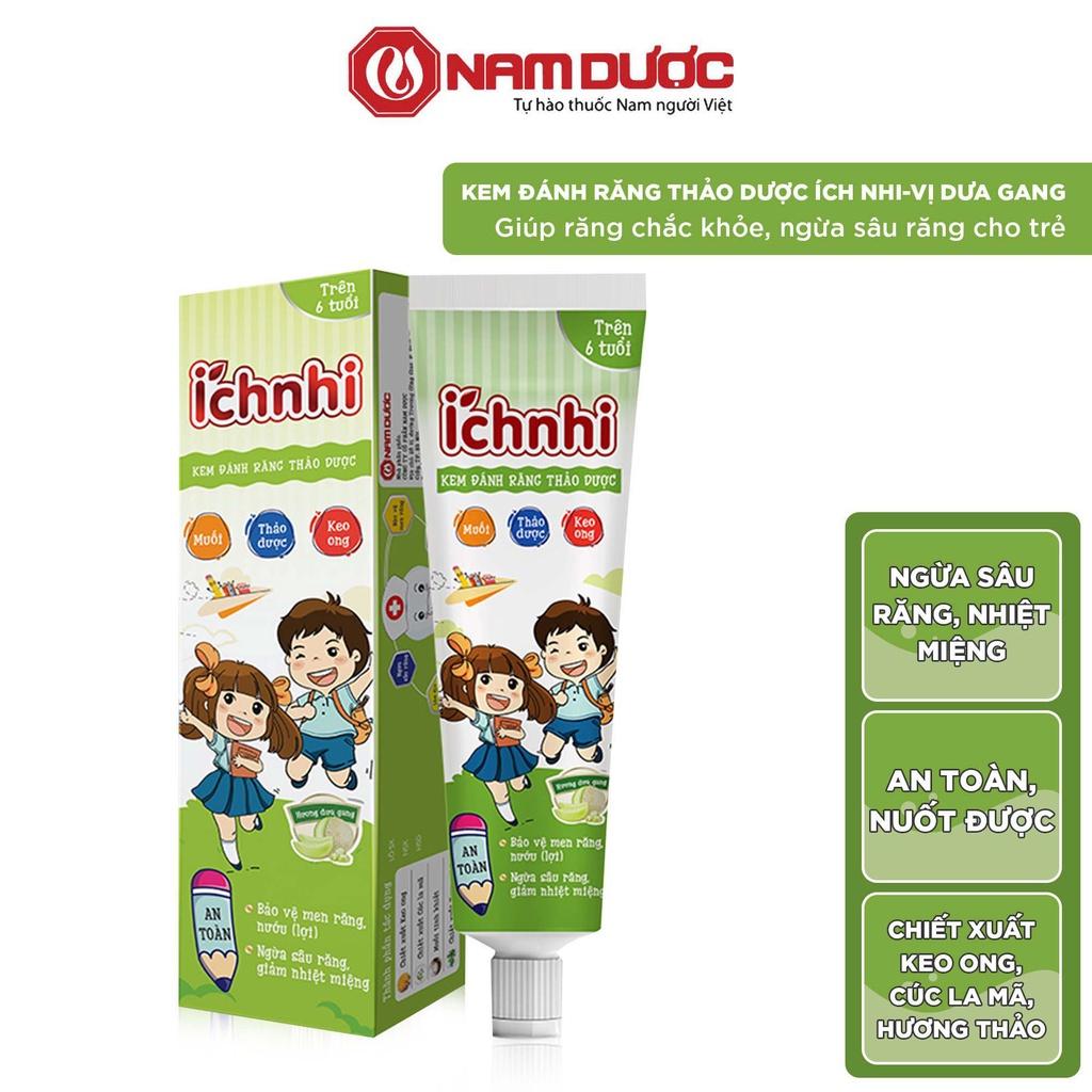 Kem đánh răng thảo dược Ích Nhi hương dưa gang tuýp 75g cho bé trên 6 tuổi