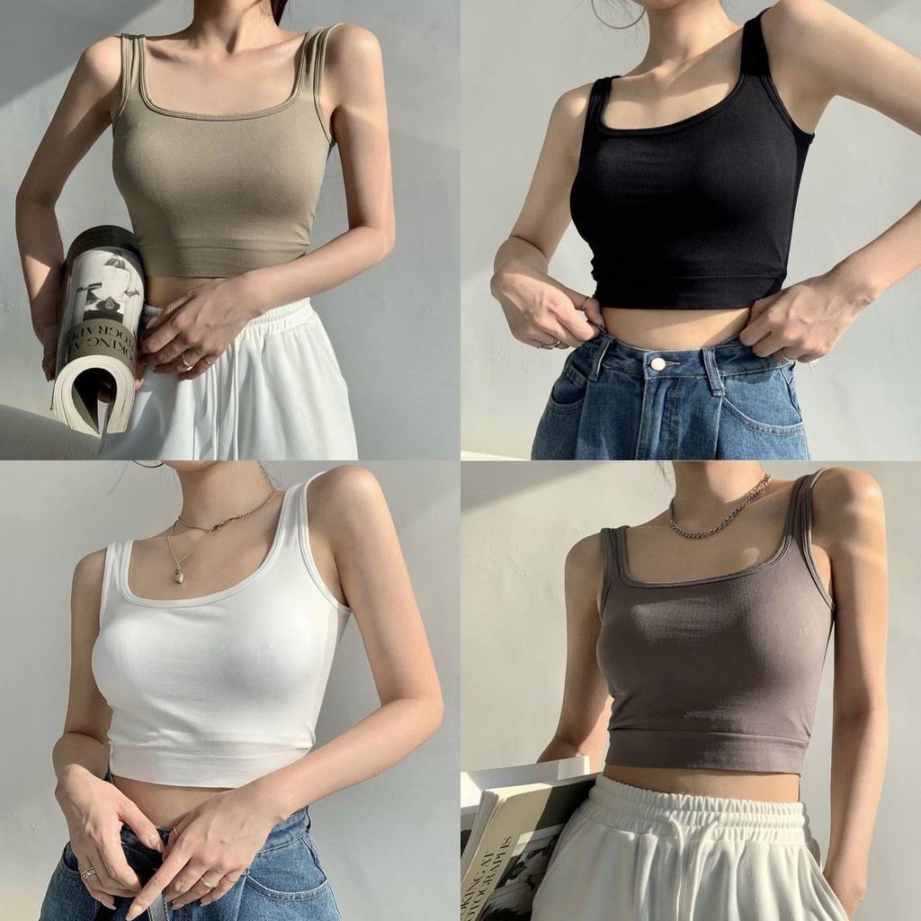 M58. Áo 2 dây Thun Nữ Croptop Mềm Sẵn Đệm Ngực Siêu Hot 233