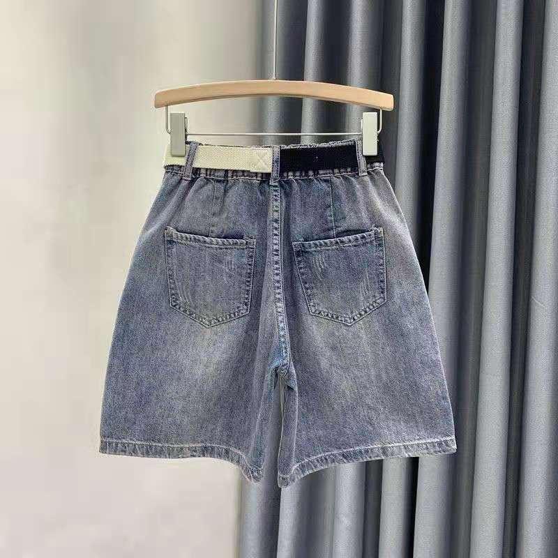 Quần Short Denim Lưng Cao Ống Rộng In Họa Tiết Thời Trang Cho Nữ