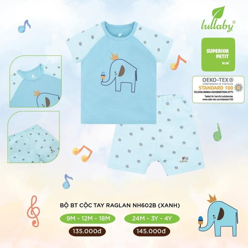 Bộ cộc tay Lullaby(chất petit) dành cho bé trai và bé gái từ 6m đến 4y