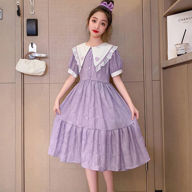 DONGSHOP Váy cho bé gái Hàn Quốc Váy trẻ em ngọt ngào cho bé gái Váy công chúa dài