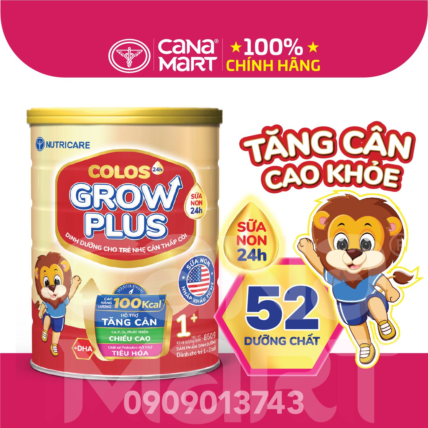 Sữa bột Nutricare Colos 24h Grow Plus 1+ giúp trẻ phát triển toàn diện
