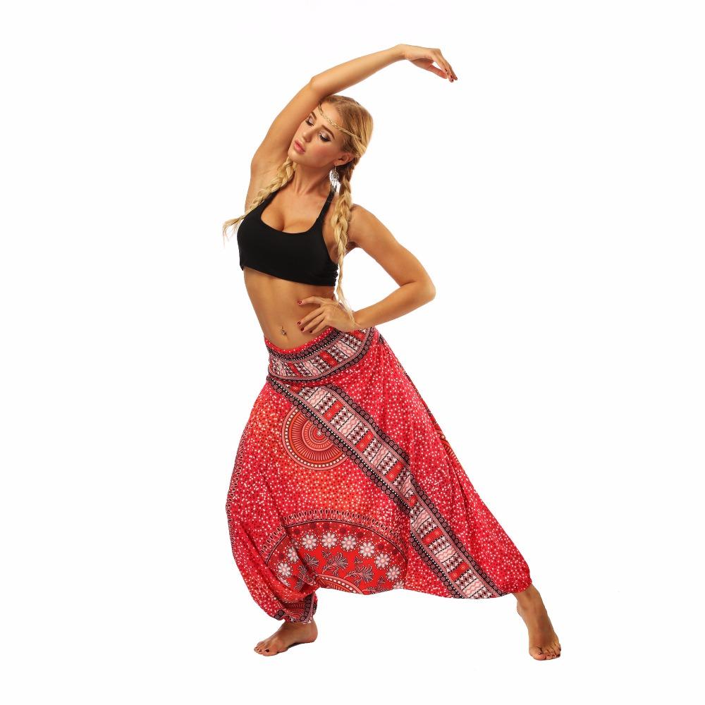 Áo Tập Yoga Quần Ấn Độ Rộng Thoải Mái Mềm Mại Hậu Cung Quần Phối Bohemia Nhiều Màu Hình Học In Quần Ống Rộng Một Kích Thước