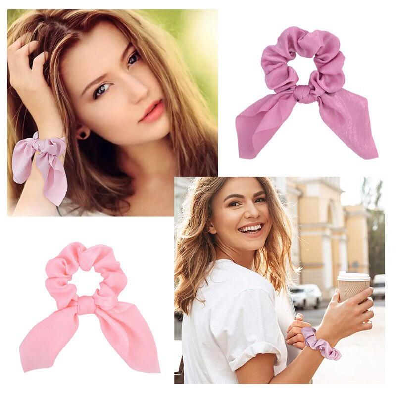 Mới về Cột tóc satin Nơ Ngắn thắt nút phong cách Hàn Quốc Tatitava