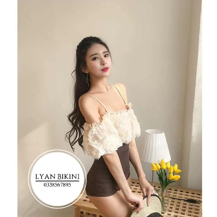 Bikini đi biển, bikini liền thân ren tiểu thư kín đáo LYAN BIKINI B07
