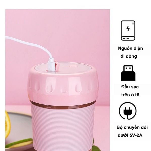 Máy Xay Sinh Tố Cầm Tay Mini Đa Năng 330ML Có Quai Xách Chính Hãng MINIIN - Xay Cực Nhanh 9s, An Toàn 