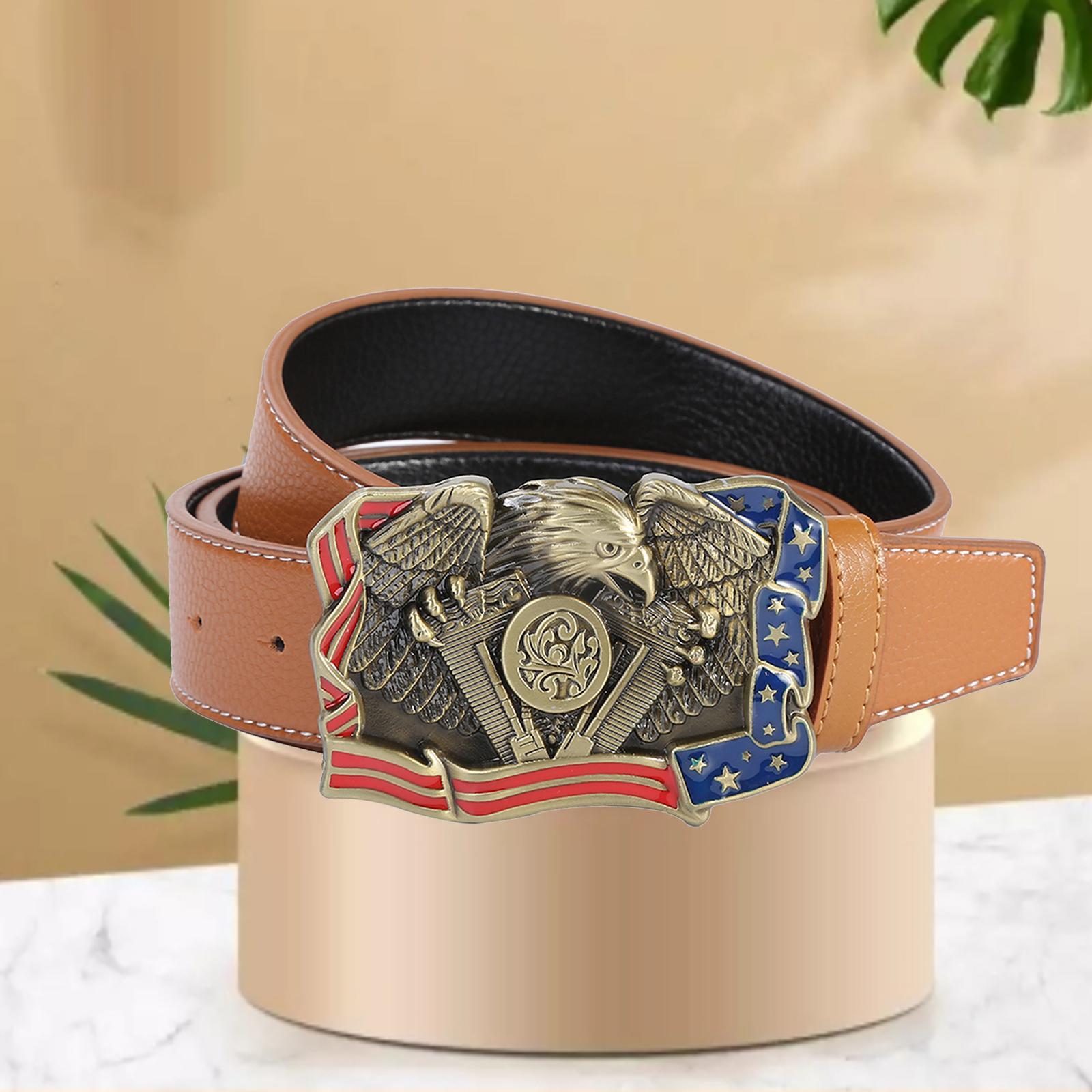 Mens PU Leather Belt with Buckle Waist Belt Dresses Belt Western Belts Women