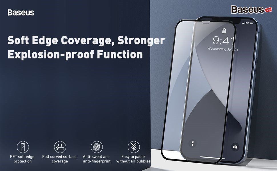 Kính cường lực tràn viền Baseus cho iPhone 12 Mini / iPhone 12/ iPhone 12 Pro/ iPhone 12 Pro Max 0.23mm Chống Vỡ Viền, Bộ 2 Miếng_ Hàng Nhập Khẩu- Iphone 12/ 12 Pro