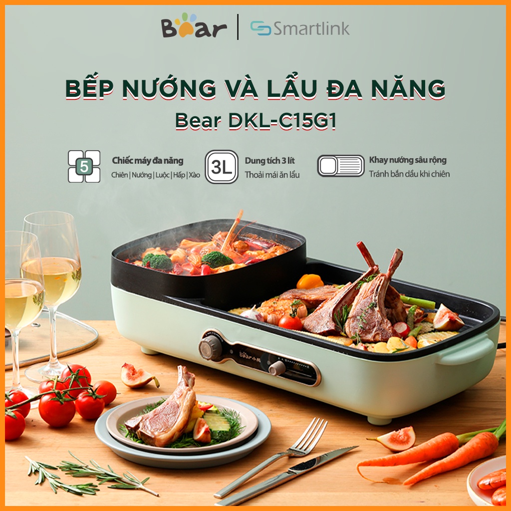 Bếp Nướng Điện 2 Ngăn Tiện Lợi Vừa lẩu, Nướng