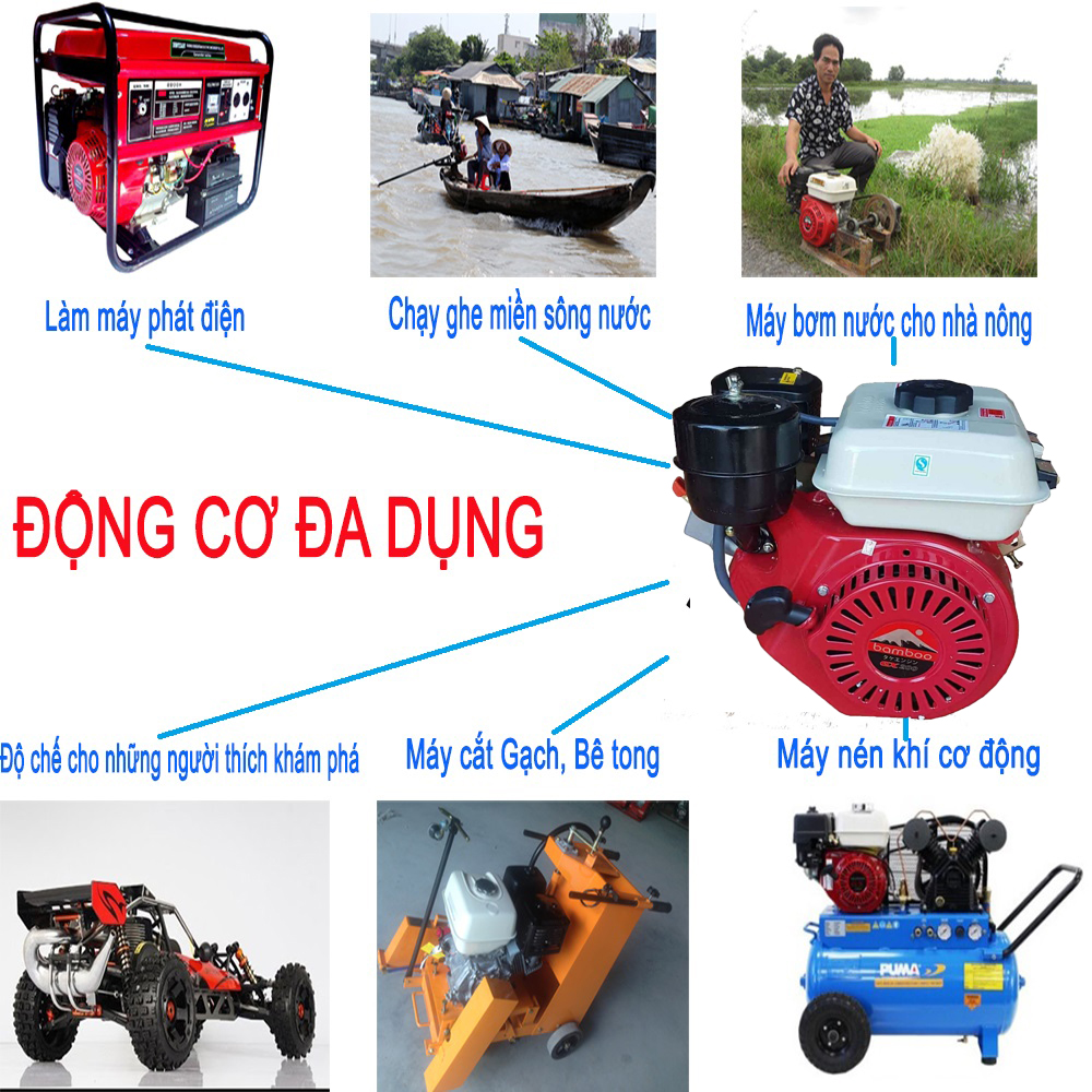 Động cơ Dầu Bamboo GD200 - Máy nổ Dầu - 6.5HP - Tiết kiệm nhiên liệu - Động cơ Diesel