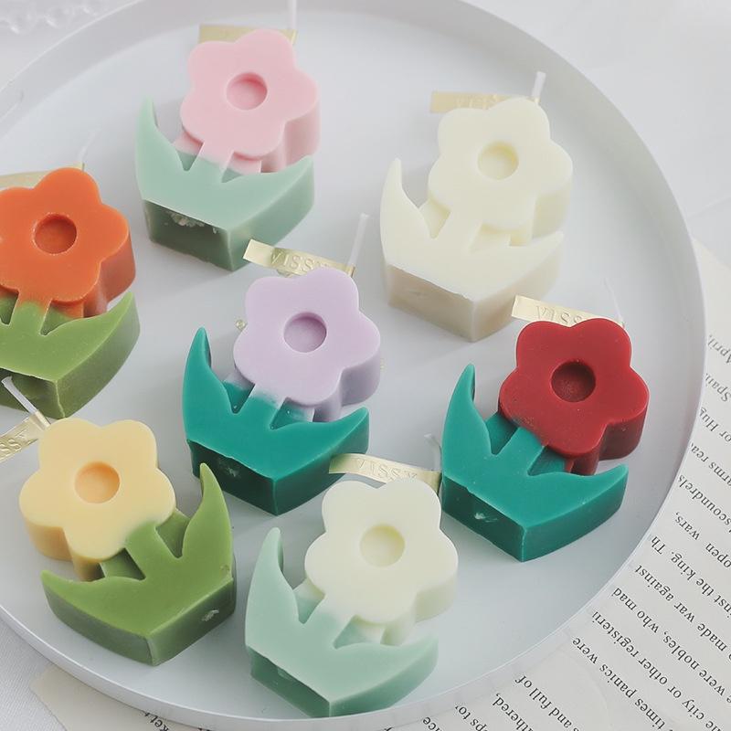 Nến Sáp Siêu Thơm Hình Bông Hoa Dễ Thương, Nến Handmade Hàn Quốc Flower Candle