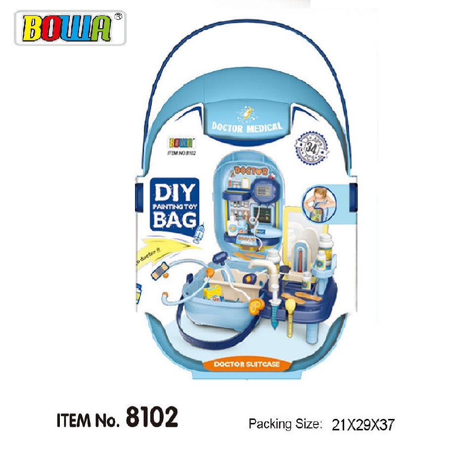 Đồ Chơi Bác Sĩ - Thương Hiệu Bowa 34 Chi Tiết - Có Thẻ Nhựa Cho Bé Tự Trang Trí Ngoài Hộp - Mini Set Doctor Toys