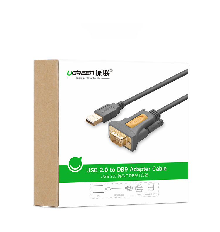 Cáp chuyển đổi USB sang Com RS232 (DB9) căí dài 1,5m chính hãng UGREEN 20201 - Hàng Nhập Khẩu