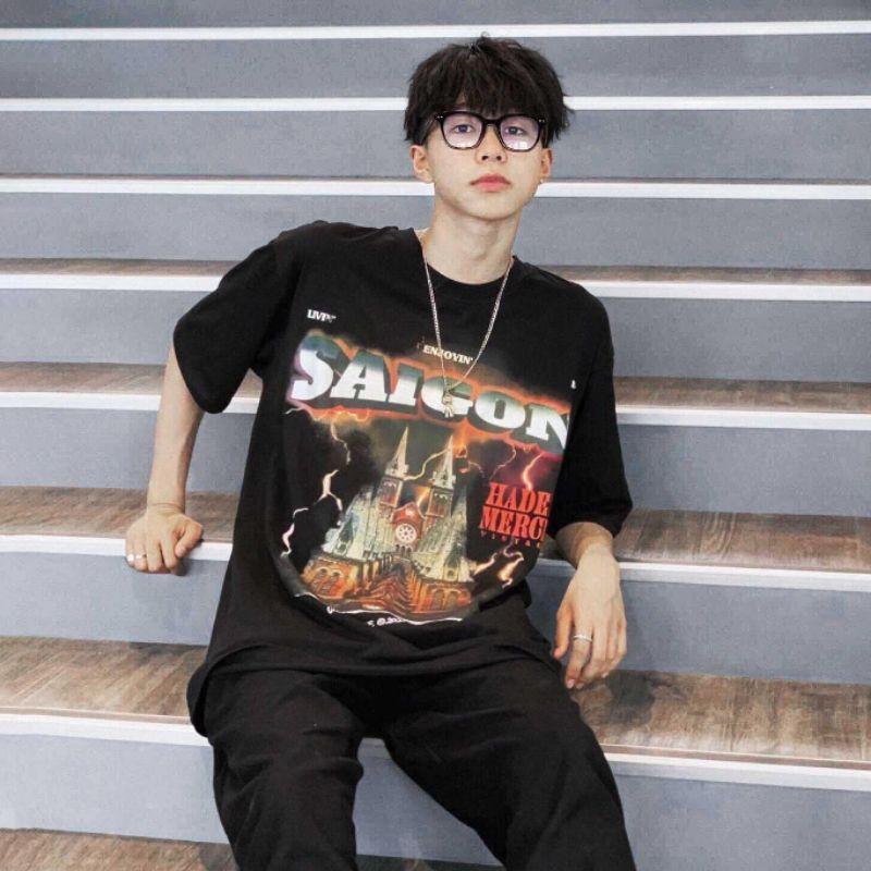 Áo thun unisex tay lỡ Hades Saigon Spirit Black đầy đủ tag cổ tag tay- Hany shop