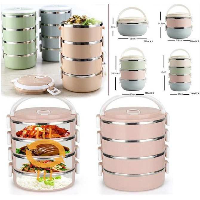 Cặp Lồng Giữ Nhiệt 4 Tầng Hộp Đựng Cơm Ruột Inox Cao Cấp