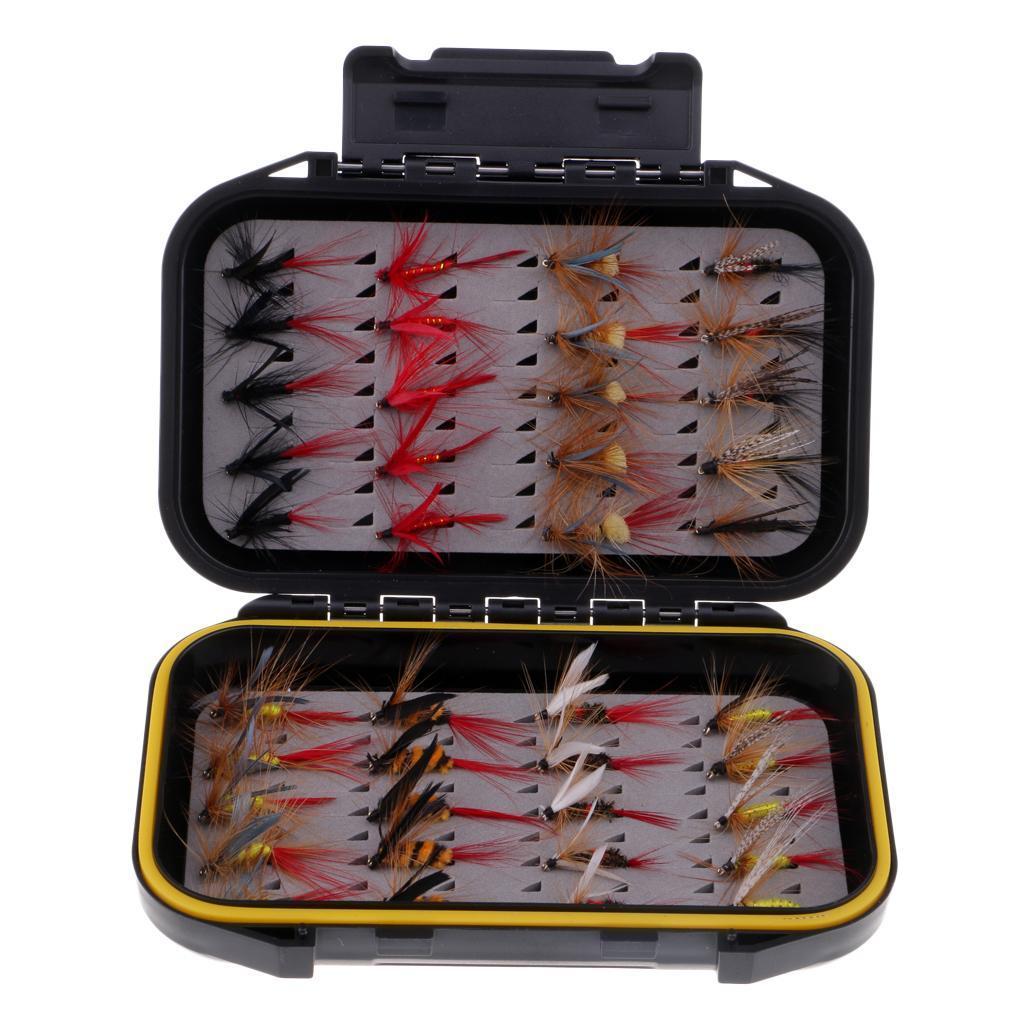 40pcs Wet / Dry Fly Fishing Lures Stream Fishing Flies Assortment