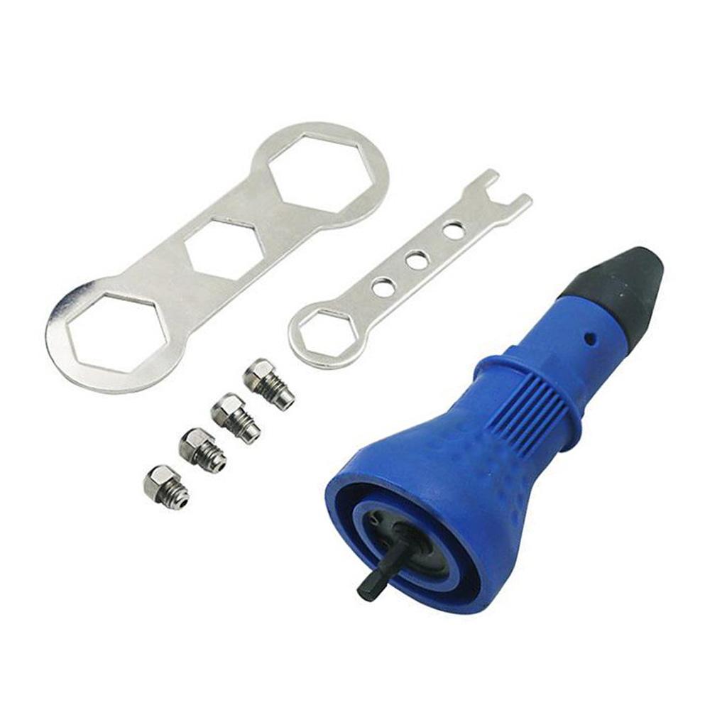 Electric Rivet Nut Gun Cordless Riveting Drill Adaptor Insert w/ Wrench Blue
