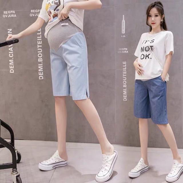 Quần short lửng jeans mỏng cho mẹ bầu