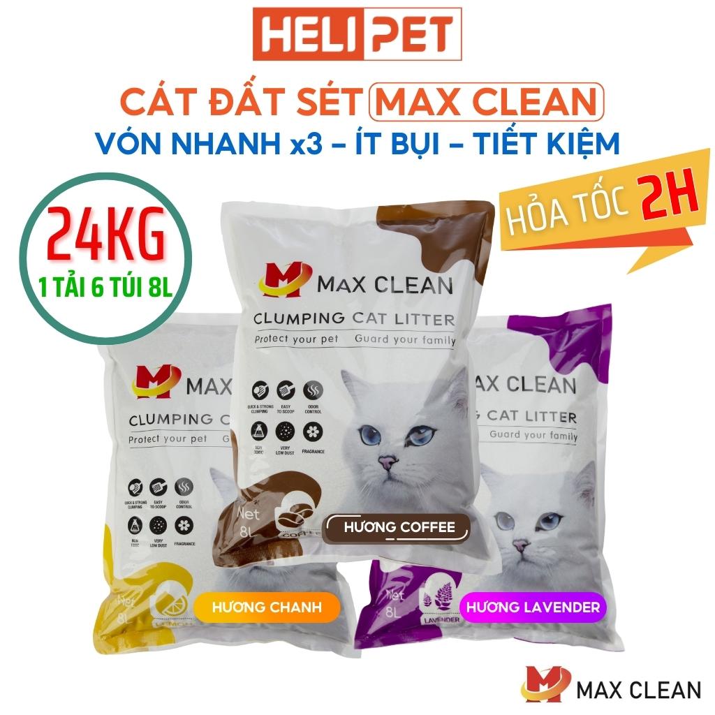 1 TẢI 6 BỊCH 24KG Cát Vệ Sinh Cho Mèo Max Clean- HeLiPet