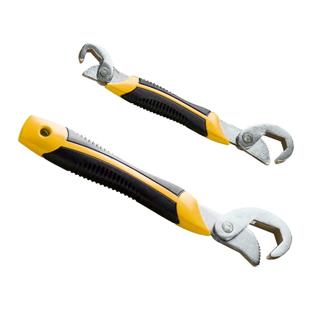 2PCS Multifunction Adjustable Universal Quick Snap'N Grip Wrench Tool Yellow