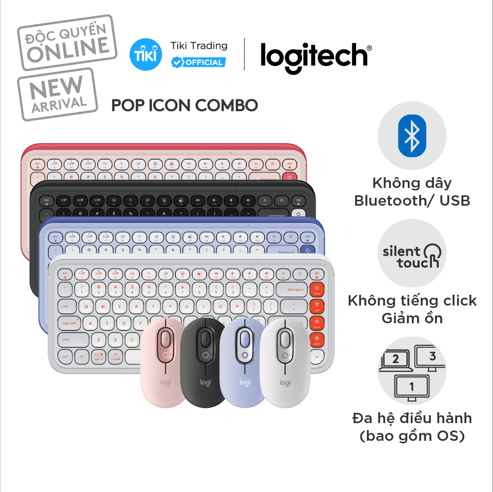 Combo chuột và bàn phím Bluetooth Logitech POP ICON COMBO của Logitech - Hàng Chính Hãng