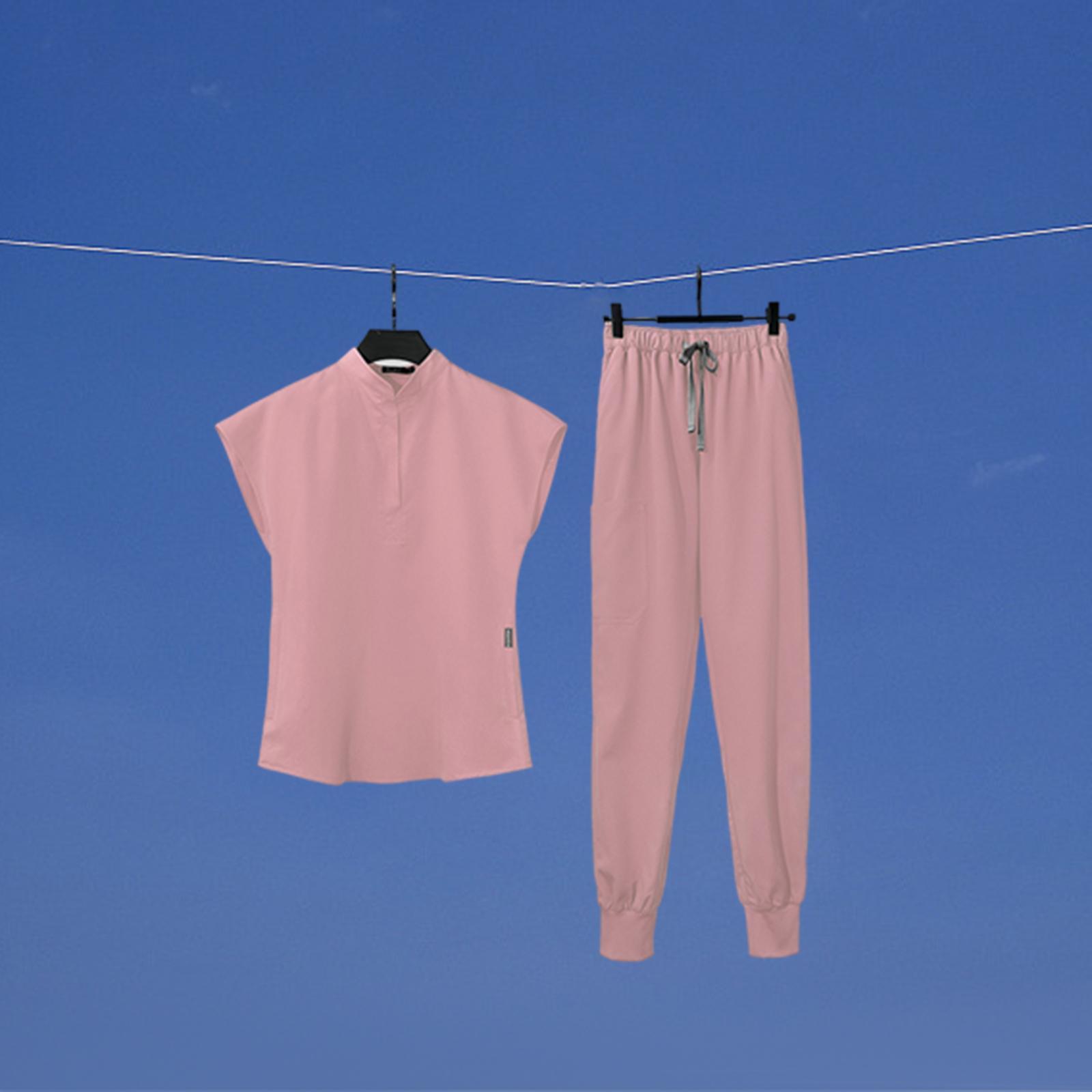 Scrub Set for Women V Neck Scrub Top and Pants Work Clothes Hospital Uniform