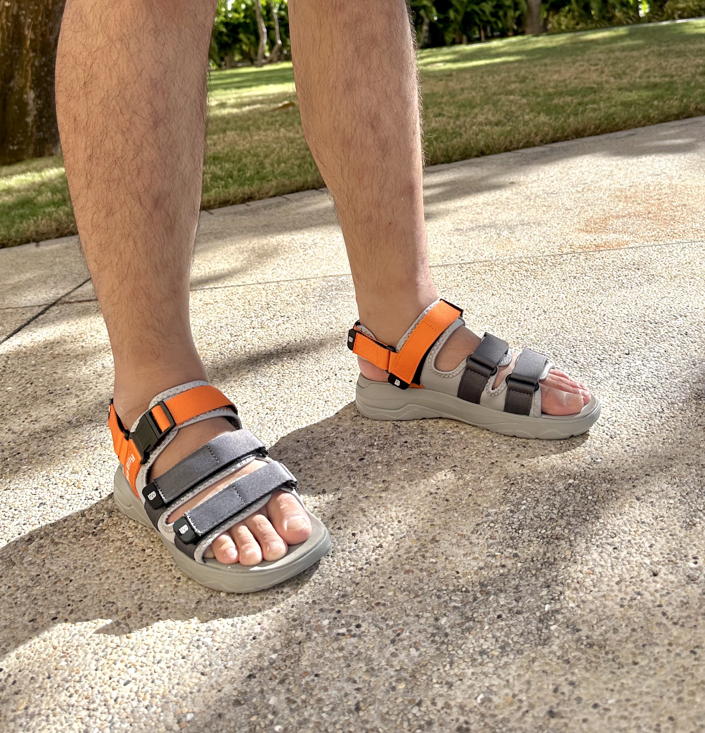 Giày Sandal Nam Nữ Unisex The BiLy Quai Ngang Dây Dù Đế IP Siêu Êm Nhẹ Đế Xám Màu Xám Cam-BLDX08