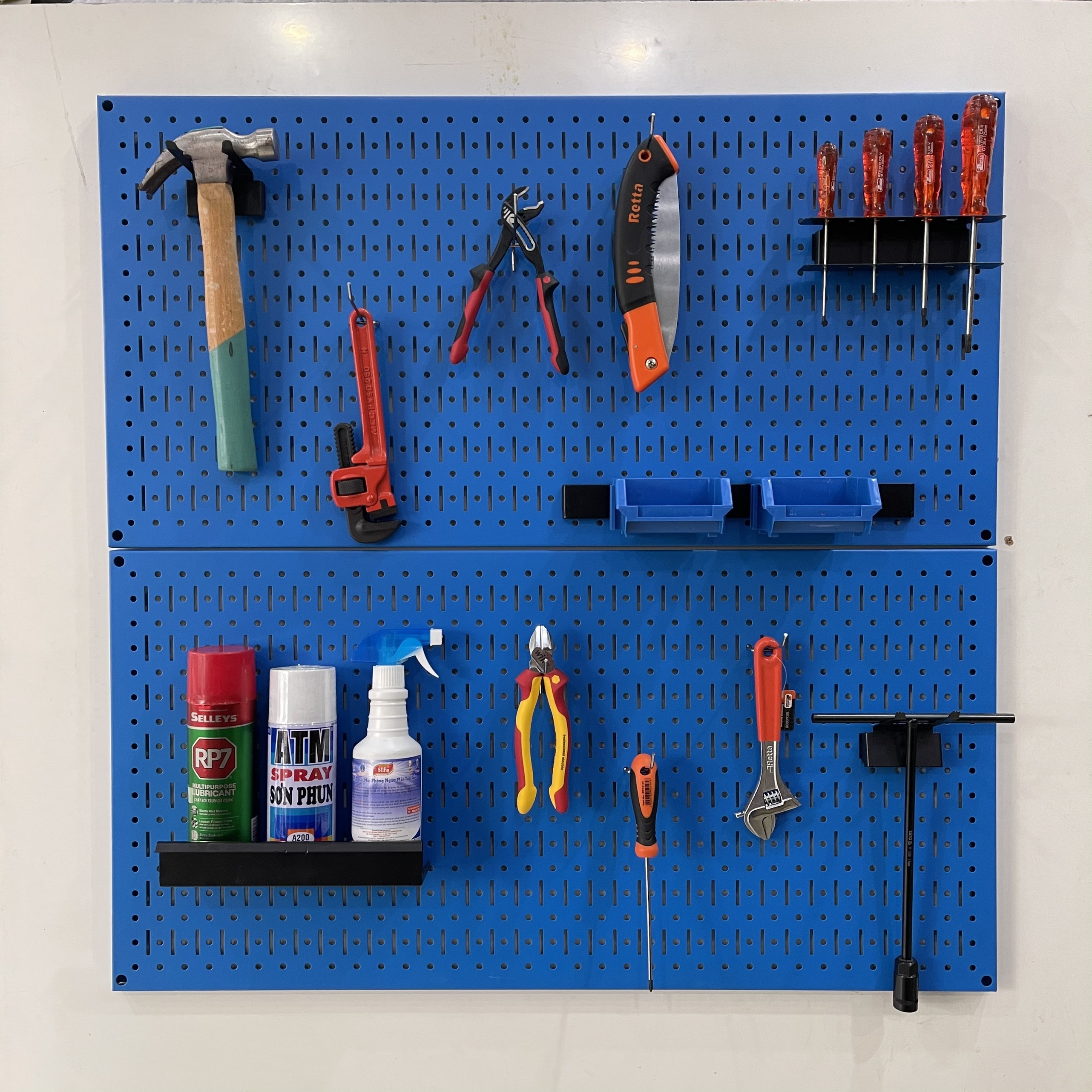 Tấm lưới đôi Pegboard xanh dương mờ kèm phụ kiện treo FABINA - 2 tấm