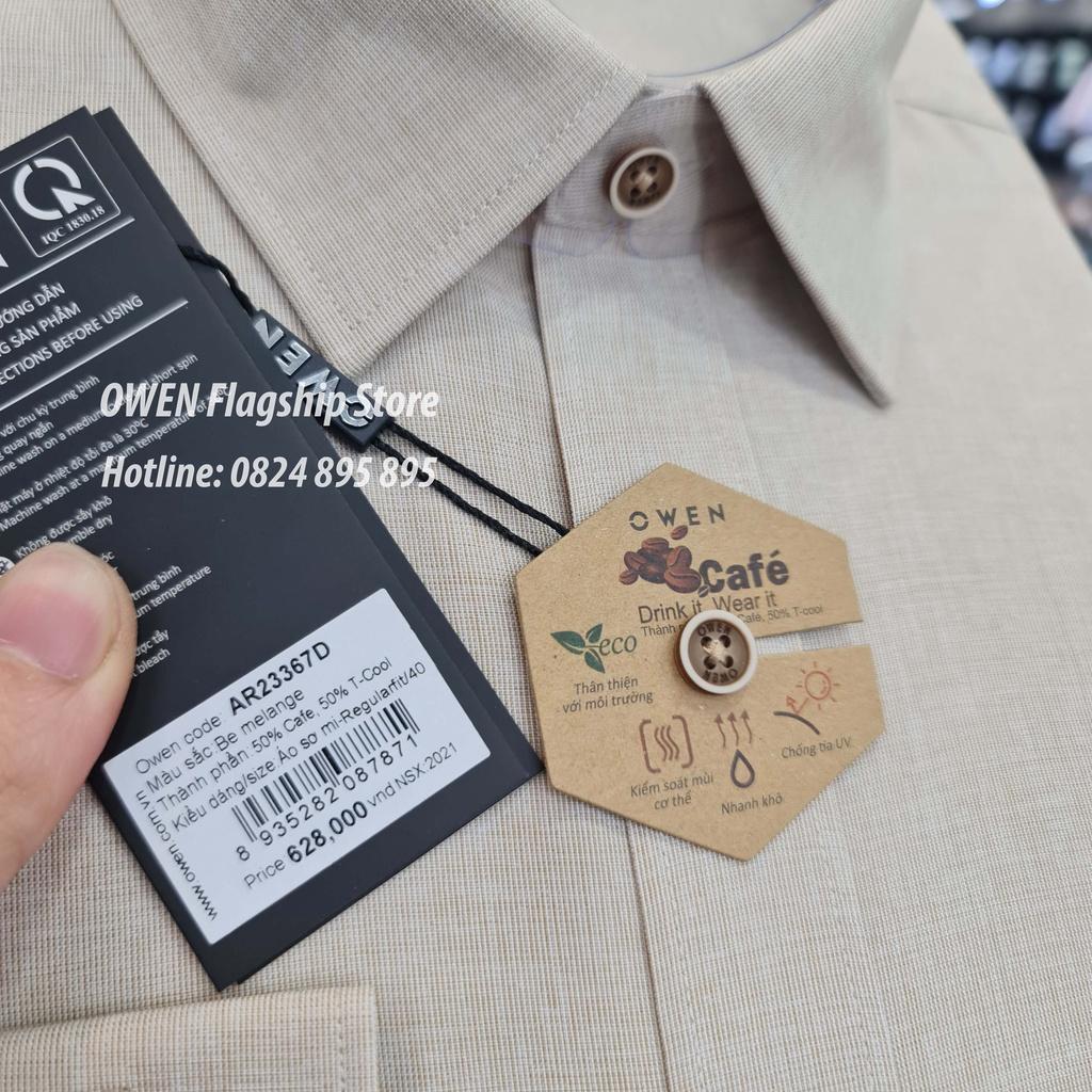 OWEN - Áo sơ mi nam dài tay dáng REGULAR sợi Cafe - Mã AR23367D