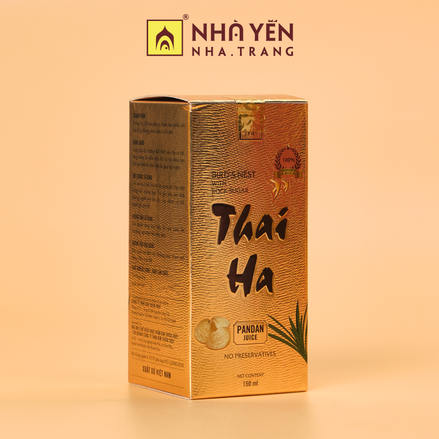 Nước Yến Chưng Sẵn Thái Hà - Vị Lá Dứa - Hộp 1 Lọ 150ml - Tổ Yến Chưng Đường Phèn - Nhà Yến Nha Trang - Thương Hiệu Uy Tín - Đặc Sản Yến Sào Khánh Hòa