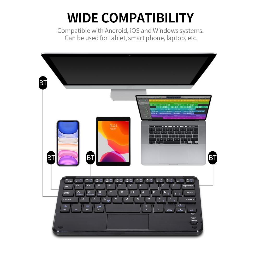 Bàn phím BT 3.0 không dây 59 phím mini siêu mỏng với Touch Pad Hỗ trợ Hệ thống Android Windows iOS