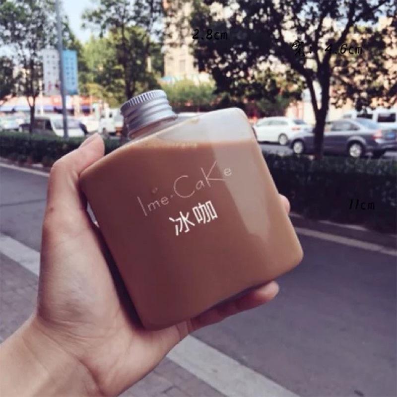 Chai thuỷ tinh vuông dáng dẹt 250ml nắp nhôm đựng cafe, đồ uống...