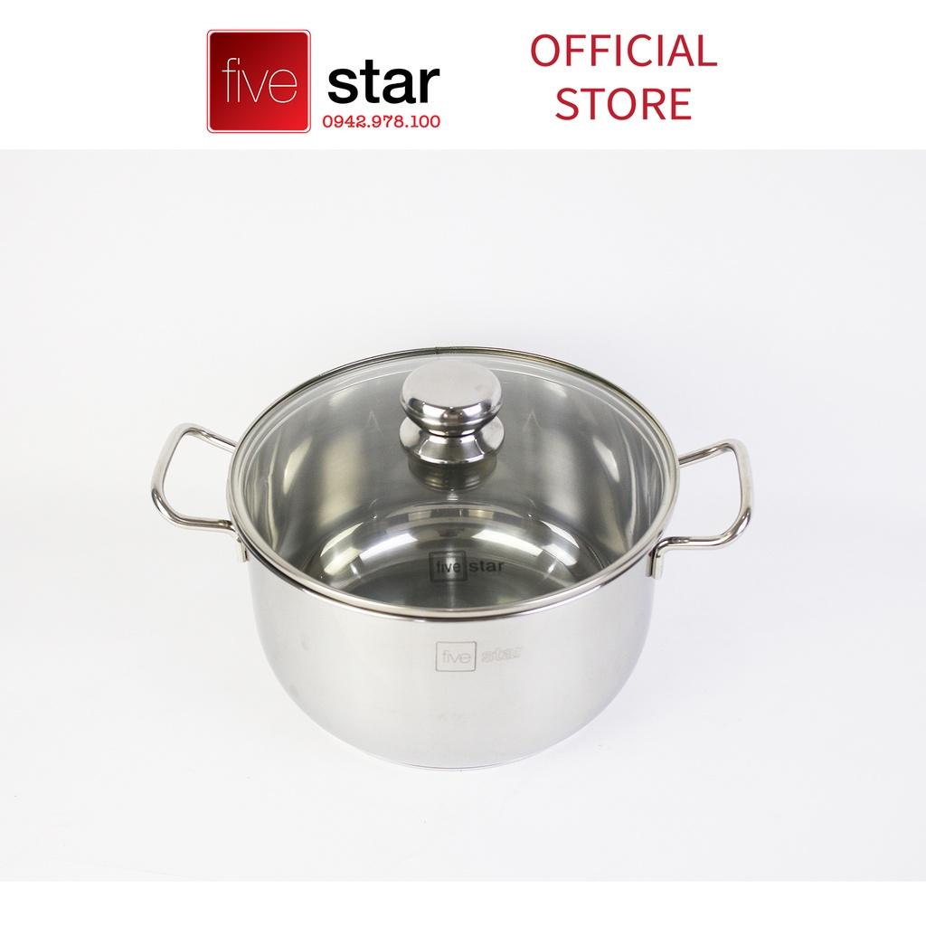 Bộ Nồi Chảo 3 Đáy Inox 430 Cao Cấp Fivestar Standard 6 món nắp kính , dùng được mọi bếp