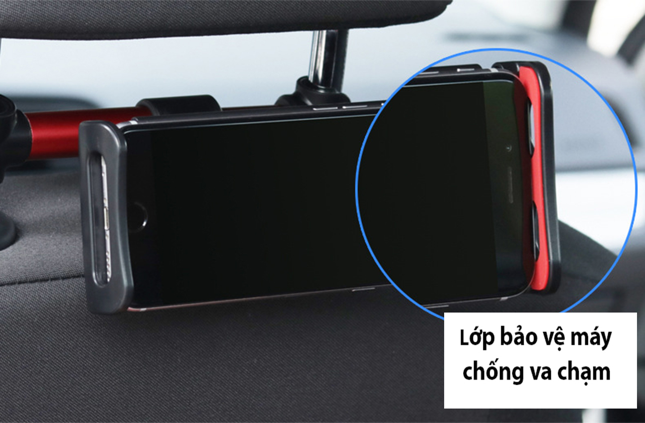 Khung kẹp xoay dọc ngang kẹp điện thoại, ipad treo thanh tựa đầu sau ghế xe hơi, ô tô và điều chỉnh máy theo góc nhìn