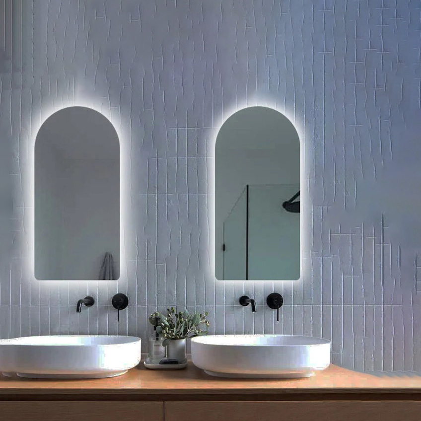 Gương Phòng Tắm Hình Bán Oval Có Led Cảm Ứng Cao Cấp DLQ INTERIORS Bảo Hành 5 năm