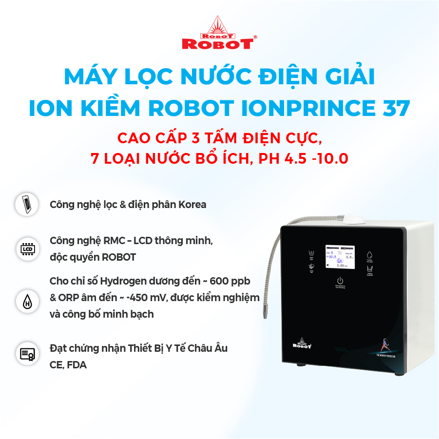 Máy Lọc Nước Điện Giải Ion Kiềm ROBOT IonPrince 37 - Hàng Chính Hãng