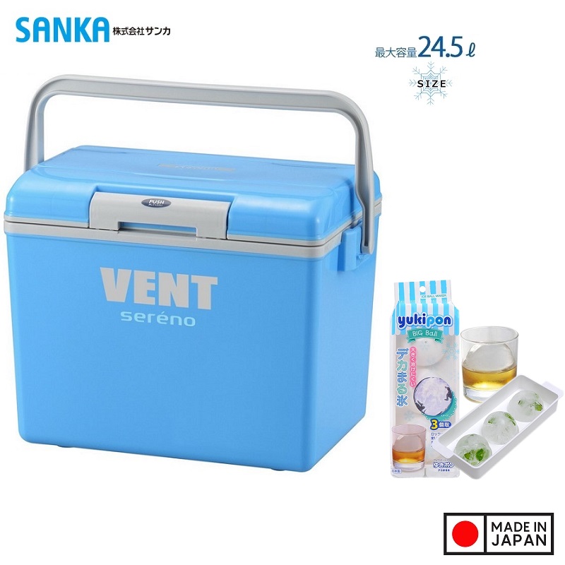 Thùng đựng đá giữ nhiệt Vent Sereno 24.5L tặng kèm khay đá Yukipon tròn 03 viên - nội địa Nhật Bản