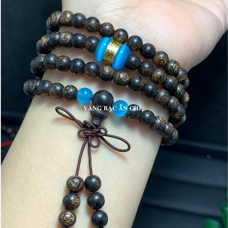 Vòng tay trầm hương sánh chìm 108 hạt 6li mix lu thống phong thuỷ Anchi jewelry