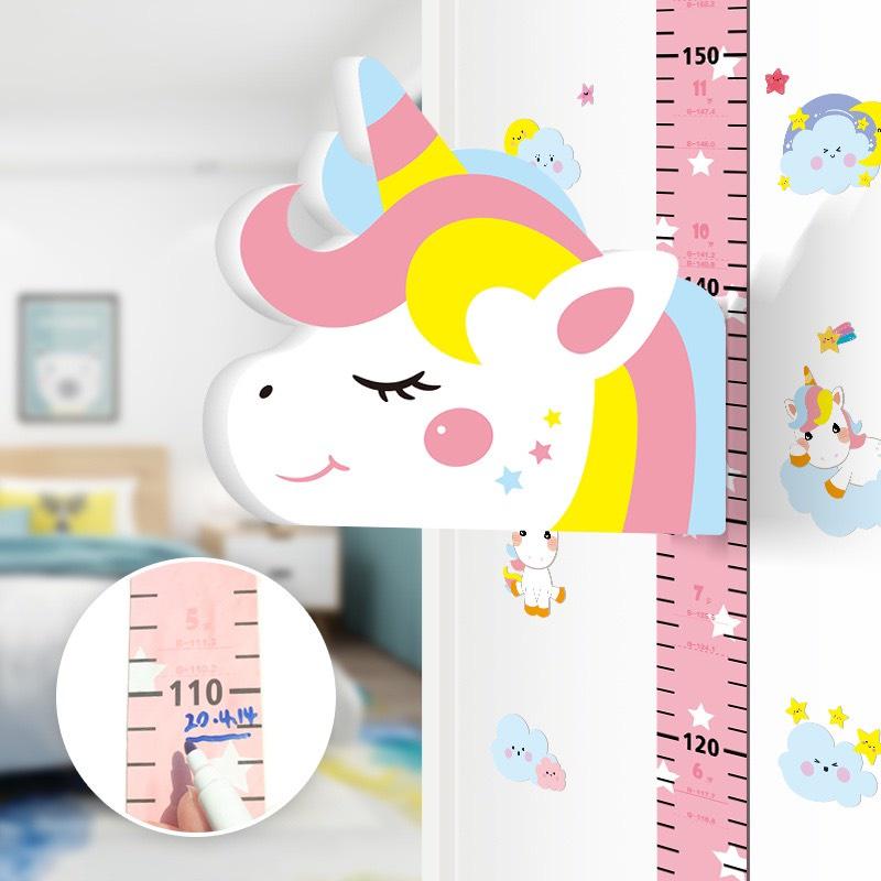 Thước decal đo chiều cao 3D gắn tường cho bé họa tiết ngộ nghĩnh đáng yêu