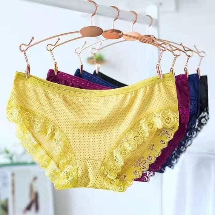Lố 10 quần lót cotton viền ren chất thông hơi 6033