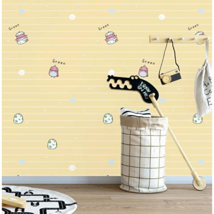 Combo 10 mét giấy dán tường, decal dán tường trang trí nhà cửa KHỦNG LONG GREEN VÀNG khổ 45cm