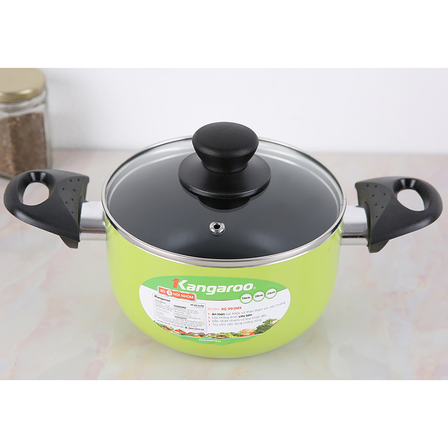 Bộ nồi nhôm Kangaroo không đáy từ - KG993MX