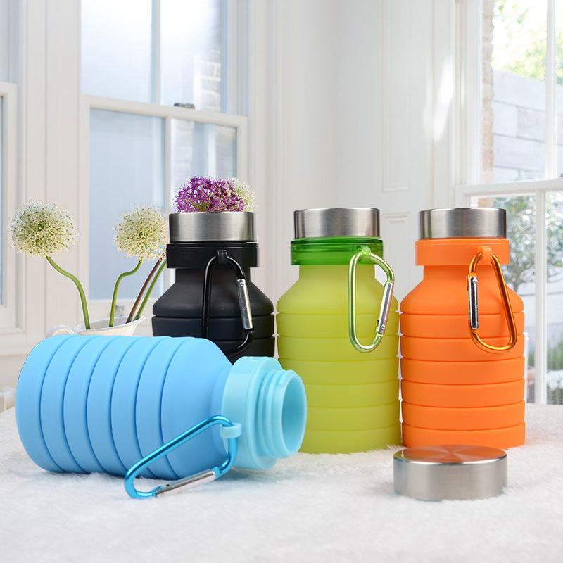 Ốp Nước Di Động Gấp Gọn Cốc Bình Trái Cây Chống Rò Rỉ Thể Thao Đi Xe Đạp Du Lịch Cắm Trại Bình Có Nắp Đậy