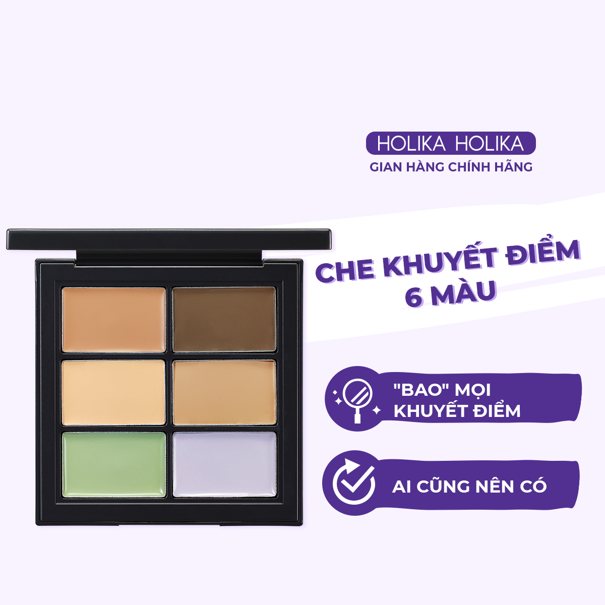 Bảng che khuyết điểm chuyên nghiệp 6 màu Holika Holika Hard Cover Complete Conceal Palette 9,6g_14527