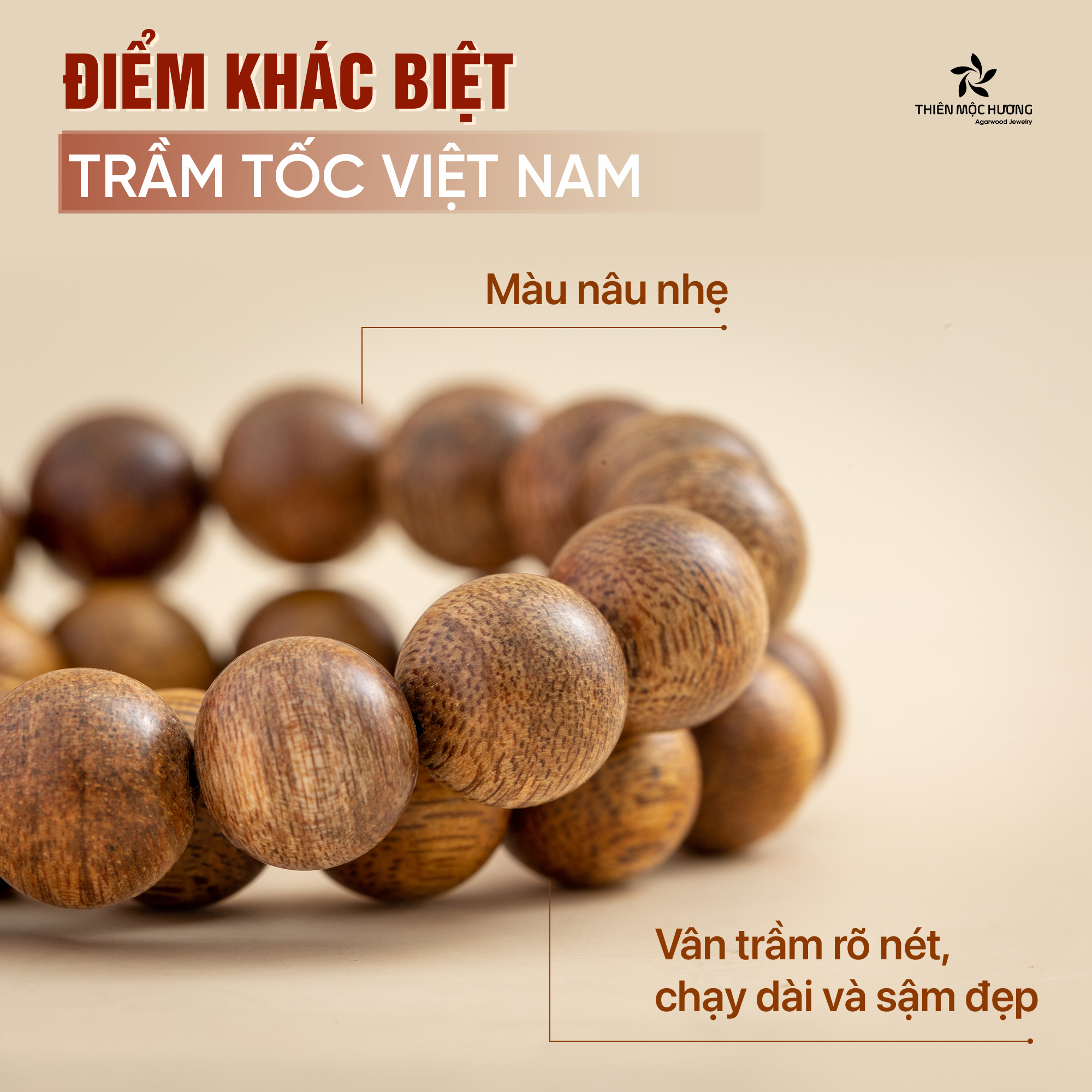 Vòng tay Trầm Hương Tứ Diệp Bảo - Charm bạc 925 và đá phong thủy - Trầm Tốc Việt Nam - Thiên Mộc Hương