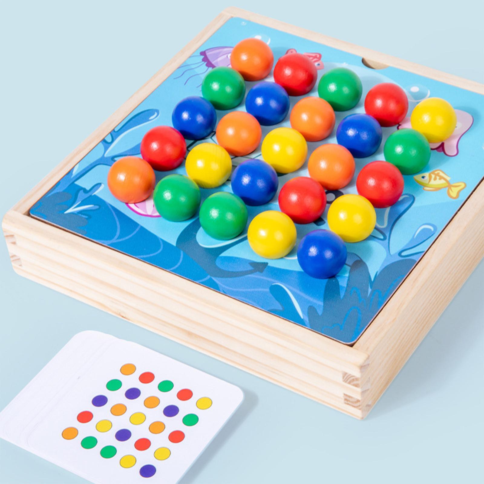 Wooden Puzzle Sorting Stacking color Sorting Matching Fine Motor Skill Learning Toy Clip Beads Game for Role Play Activity Indoor Gift