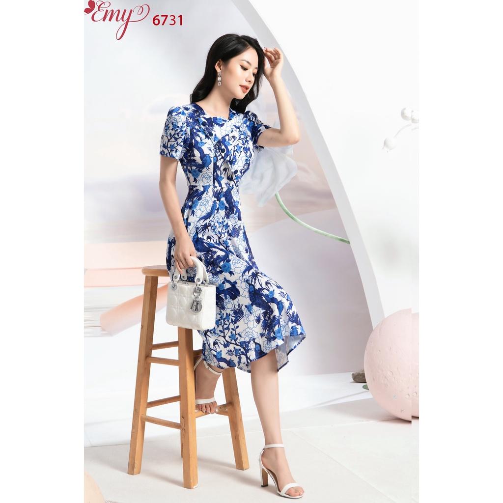 Đầm EMY EM6731 Xoè Cổ Cách Điệu